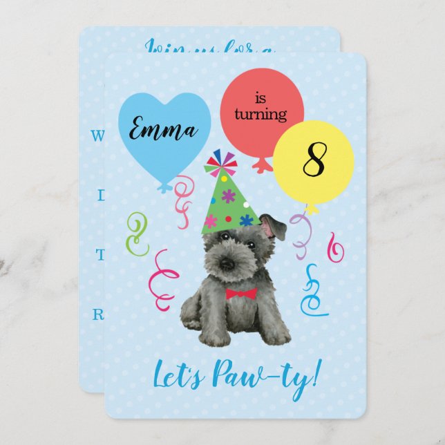 Invitation Balloons de fête d'anniversaire Scottish Terrier (Devant / Derrière)