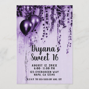 Invitation Balloons de la partie en métal mauve blanc blanc b