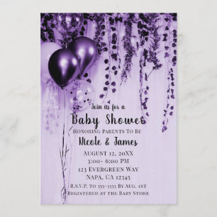 Invitation Balloons de la partie en métal violet Baby shower 