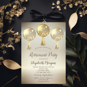 Invitation Balloons de Retraite avec Gouttes de Paillettes d'