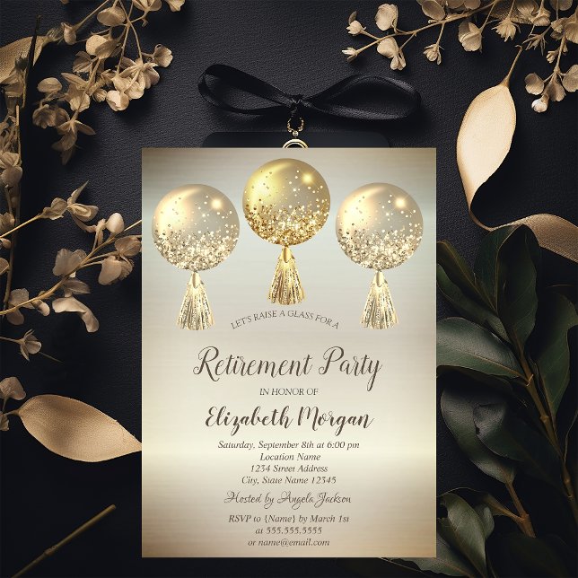 Invitation Balloons de Retraite avec Gouttes de Paillettes d' (Créateur téléchargé)