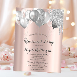 Invitation Balloons de retraite chic pailletés en gouttes de