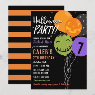 Invitation Balloons d'Halloween Fête Amusante Anniversaire Mi