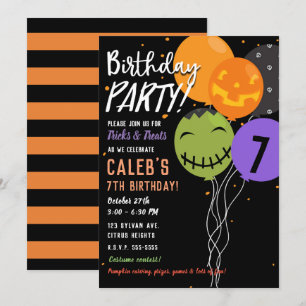 Invitation Balloons d'Halloween Fête Amusante Anniversaire Mi