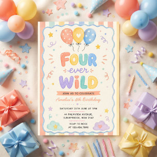 Invitation Balloons en confettis Four Ever Wild pour un 4ème