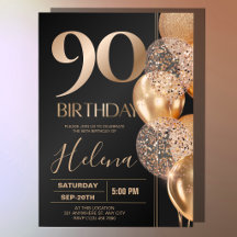 Balloons en confettis noirs et or pour les 90 ans