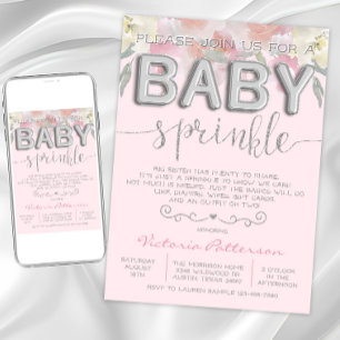 Invitation Balloons en feuille d'argent aquarelle pour Baby S