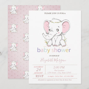 Invitation Balloons en forme d'éléphant bébé mignon pour Baby