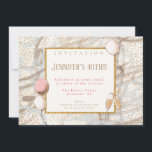 Invitation Balloons en or Confetti de 40ème partie<br><div class="desc">Cela donnera à vos invités une idée de la fête du glam qu'ils ont été invités avec ce design élégant avec vos détails dans une bordure en or faux scintillant sur un fond motif tourbillon avec confettis d'or, flûtes de champagne et ballons. Personnalisez facilement le texte à vos propres détails...</div>