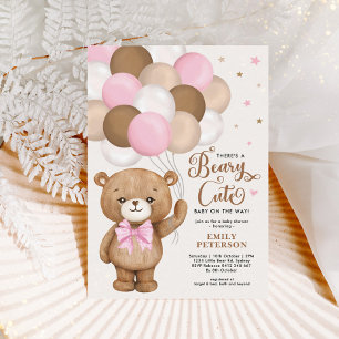 Invitation Balloons en Teddy Brown rose Baby shower fille