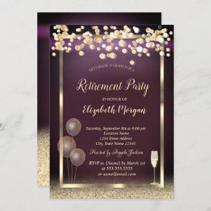 Invitation Balloons en verre Parties scintillant Gold Burgund