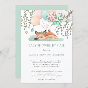 Invitation Balloons Fox couchage Baby shower Turquoise par la