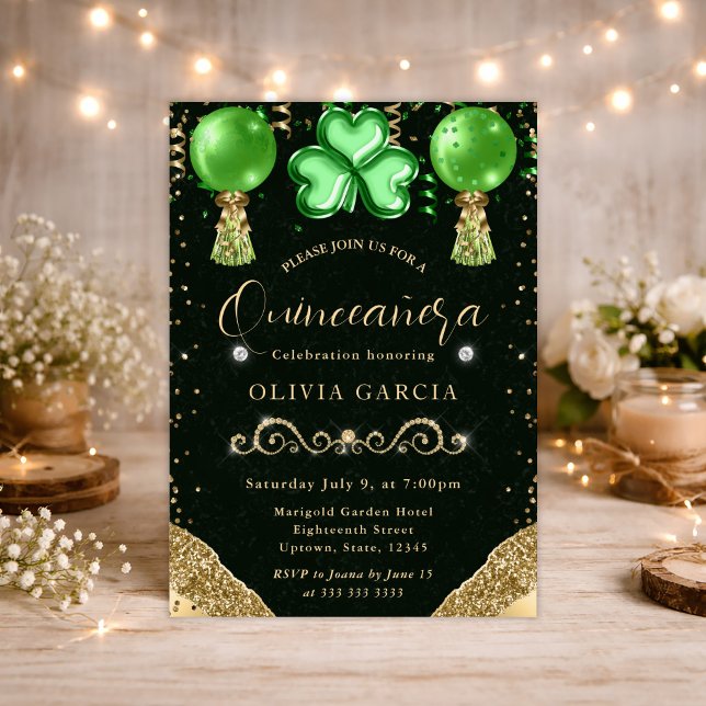 Invitation Balloons Glam Saint-Patrick Quinceanera (Créateur téléchargé)