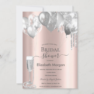Invitation Balloons Gouttes de Paillettes Argentées Perles de