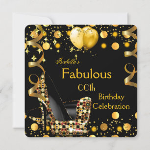 Invitation Balloons Jaunes d'or à talons hauts Anniversaire