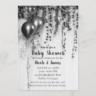 Invitation Balloons métalliques argentés Baby shower de lierr