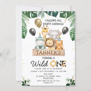 Invitation Balloons Noir Or Safari Wild Un Anniversaire