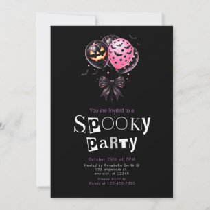 Invitation Balloons noirs roses Moderne minimaliste Halloween