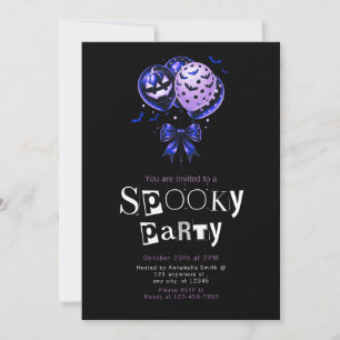 Invitation Balloons noirs violet minimaliste moderne Hallowee