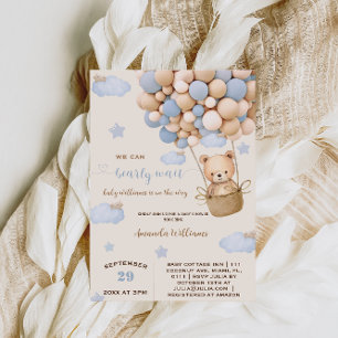 Invitation Balloons Ours Bleu Ours Attend avec Impatience Bab