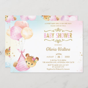 Invitation Balloons Ours Mignonnes Whimsical Baby shower Fill