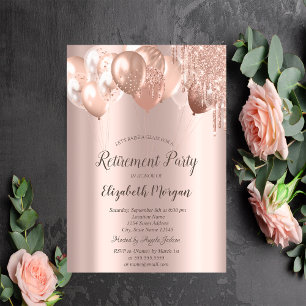 Invitation Balloons Paillettes Rose Gold Chic Gouttes de Retr