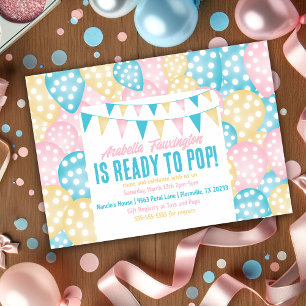 Invitation Balloons Pastel Prêt pour Pop Baby shower