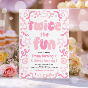 Invitation Balloons pour fête d'anniversaire conjointe deux f