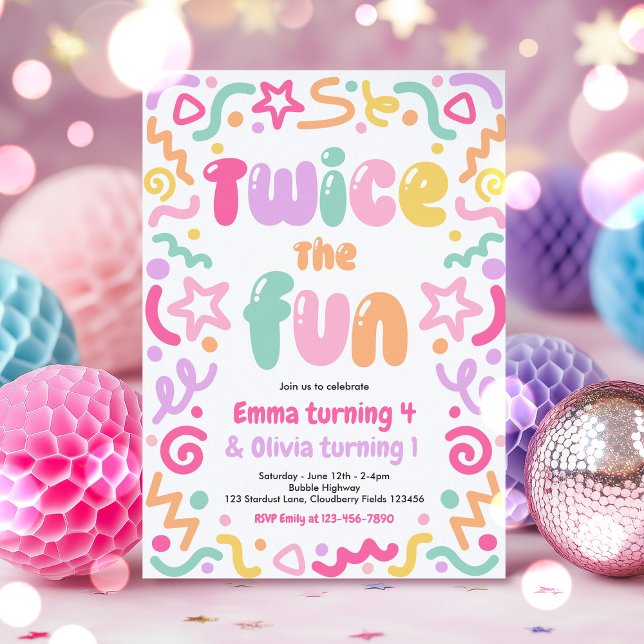 Invitation Balloons pour une fête d'anniversaire conjointe de (Créateur téléchargé)