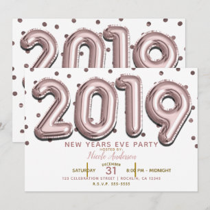 Invitation Balloons Rose Gold pour la Soirée du Nouvel An 201