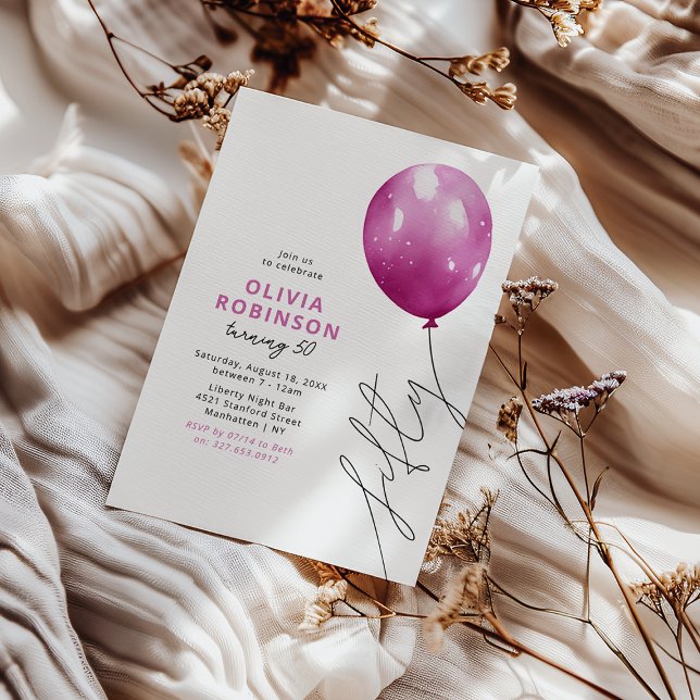 Invitation Balloons Rose Tendances 50e Anniversaire (Créateur téléchargé)