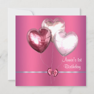 Invitation Balloons roses en forme de cœur pour filles pour u