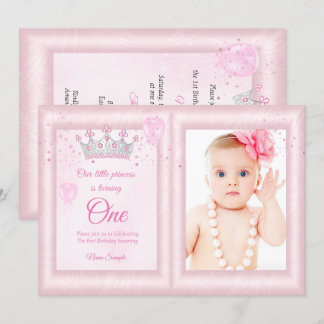 Invitation Balloons roses pour la photo d'anniversaire d'une 