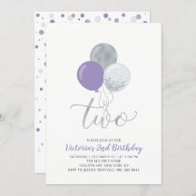 Balloons violet et argent Fille 2e fête d'annivers