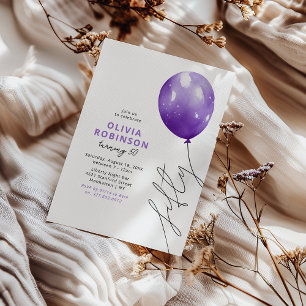 Invitation Balloons Violet Tendances 50e Anniversaire