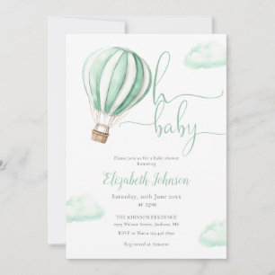 Invitation Ballotte à air chaud vert tout en un Baby shower