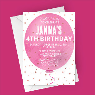 Invitation Ballotte rose Aquarelle Anniversaire