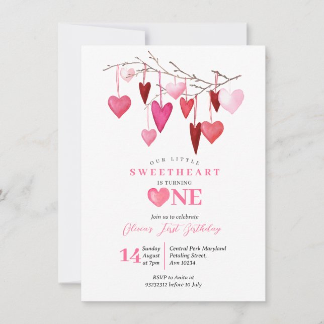 Invitation Ballotte rose Sweetheart Saint Valentin Anniversai (Devant)