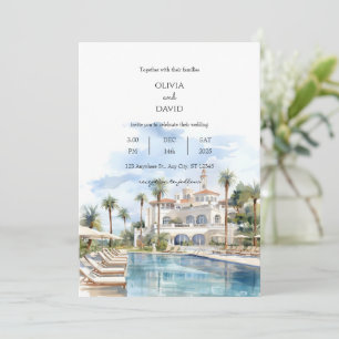 Invitation Balnéaire Coastal Palm Luxueux Resort Lieu Mariage