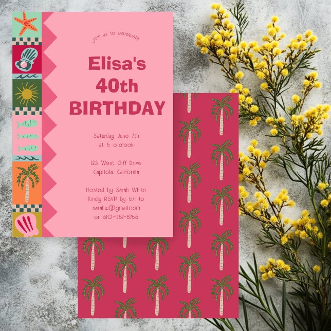 Invitation Balnéaire Soiree ANNIVERSAIRE FÊTE Moderne Cute CU (Seaside Soiree BIRTHDAY PARTY Modern Cute CUSTOM Invitation
)