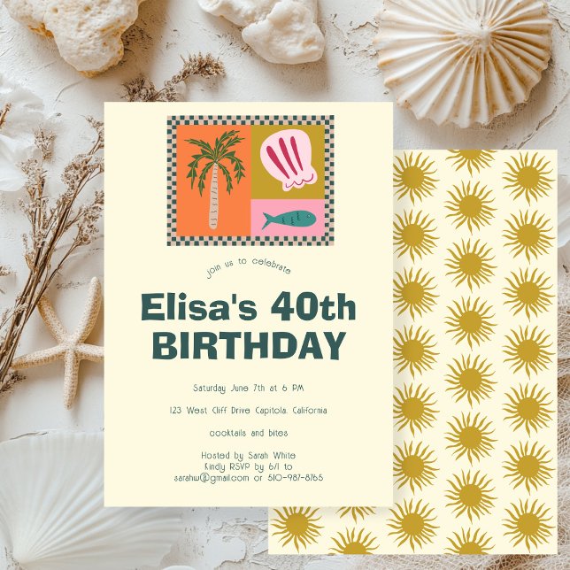 Invitation Balnéaire Soiree Modern Cute CUSTOM Anniversaire (Seaside Soiree Modern Cute CUSTOM Birthday Party Invitation
)