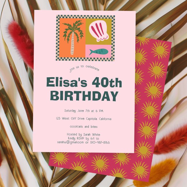 Invitation Balnéaire Soiree Modern Cute CUSTOM Anniversaire (Seaside Soiree Modern Cute CUSTOM Birthday Party Invitation
)