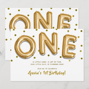 Invitation Balons d'or & Confetti ONE 1er anniversaire