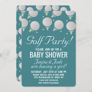 Invitation Bals de golf moderne Baby shower Party Blue