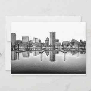 Invitation Baltimore Skyline - Noir et blanc