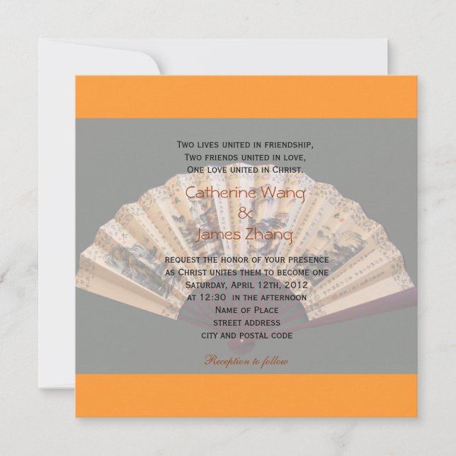 Invitation Bambou chinois et ventilateur de soie Christian ma (Devant)