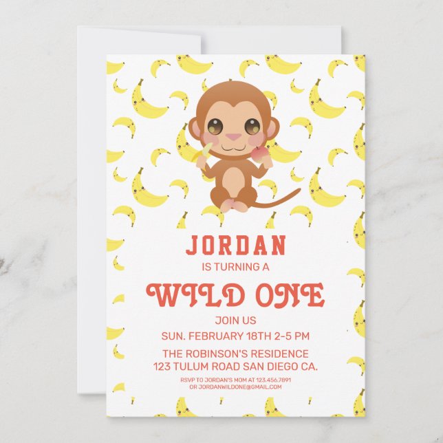 Invitation Banana Baby Singe Anniversaire (Devant)