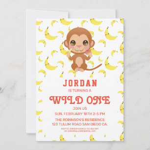 Invitation Banana Baby Singe Anniversaire