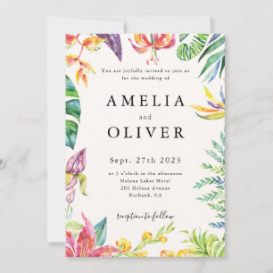 Invitation Banane de Palm Tropical Feuille Mariage floral