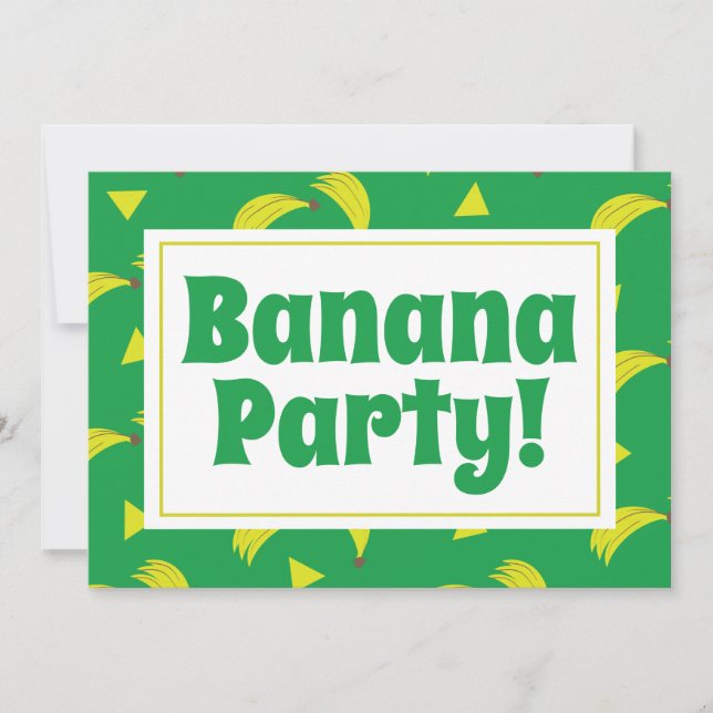 Invitation Banane jaune Confetti Jaune fête Anniversaire Vert (Devant)